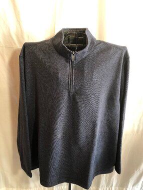 Van Heusen 3XL Mens Blue Knit Long Sleeve Zip Up Shirt 31" Underarm to Underarm